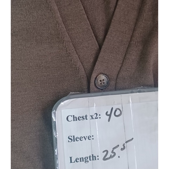 Paul Fredrick Men's S Vest Brown Merino Wool V-Neck Button Front Preppy Classic - Picture 8 of 8